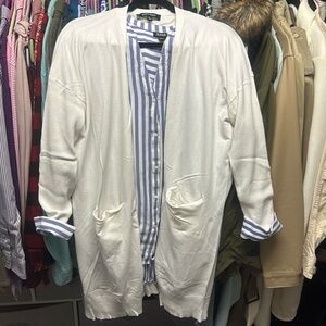 Large Ellen Tracy long cardigan and XL a.n.a dress shirt.